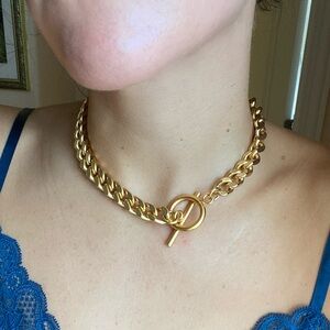 Handmade heavy curb chain gold plated necklace